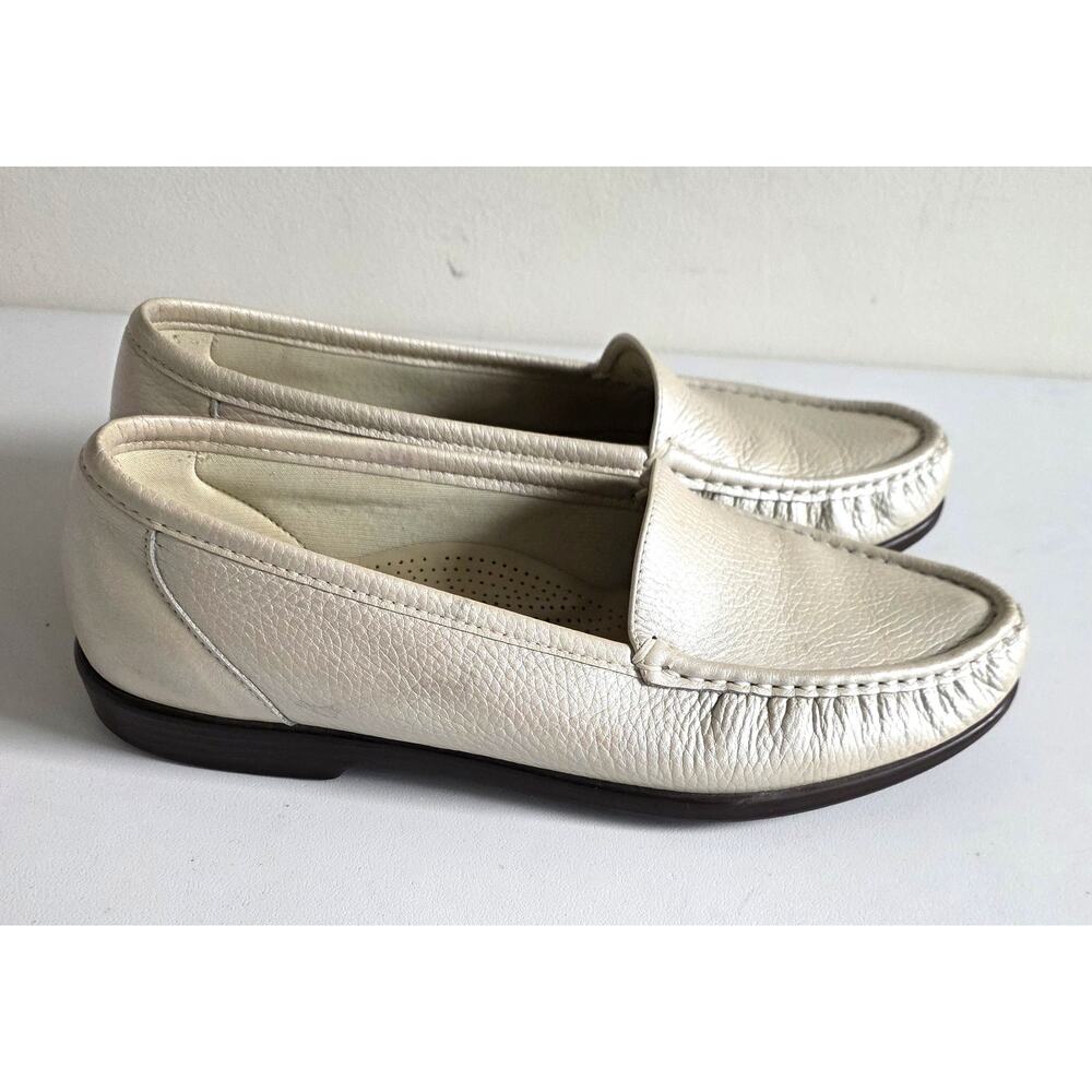 SAS Simplify Pearl Bone Leather oafers Size 11 Wide - Picture 2 of 7